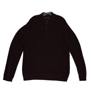 Ben Sherman Quarter Zip Sweater Men's Size XXL Burgundy Waffle Knit 100% Cotton